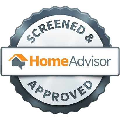 Seal badge with text "Screened & Approved" and the HomeAdvisor logo in the center.