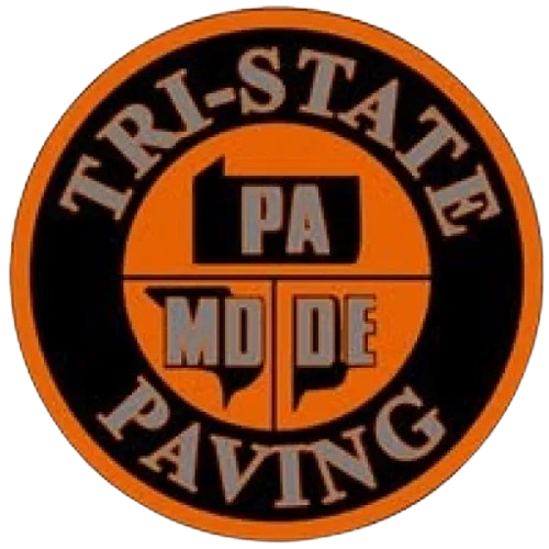Round Tri-State Paving logo with PA, MD, and DE state outlines in black and orange.
